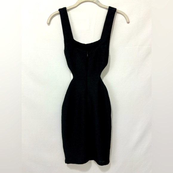 REVOLVE BY RUMER - ROSA BLACK SQUARE NECK MINI DRESS SIDE CUTOUTS RIBBED FABRIC - Picture 9 of 13